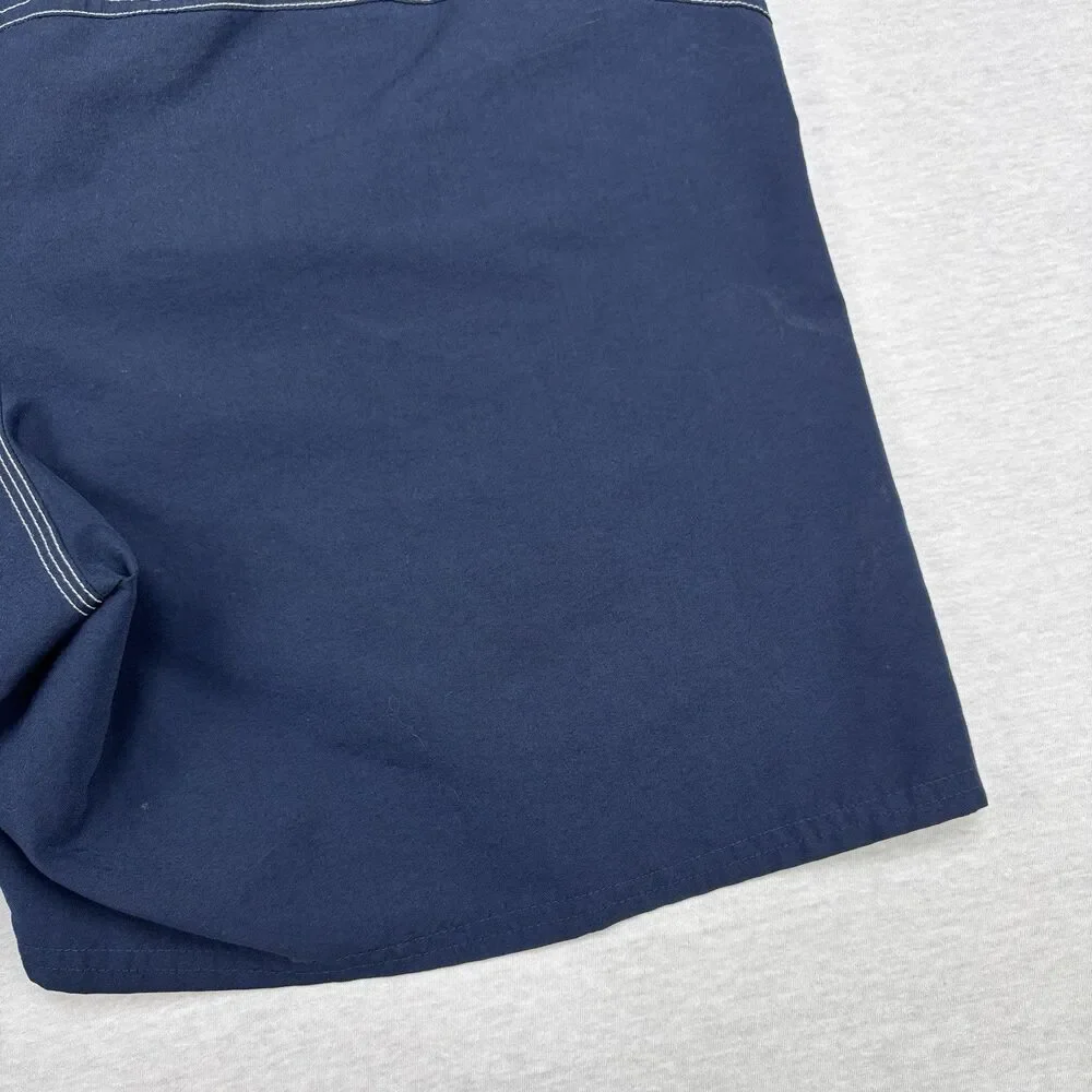 Nike Swim Trunks XL Navy Blue Board Shorts White Swoosh Mesh Lined